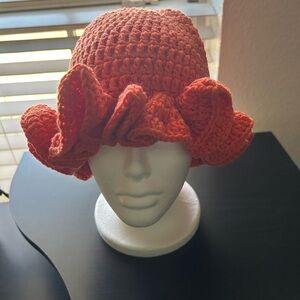 Elegant Orange Crochet Hat for Women